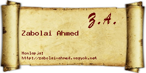 Zabolai Ahmed névjegykártya